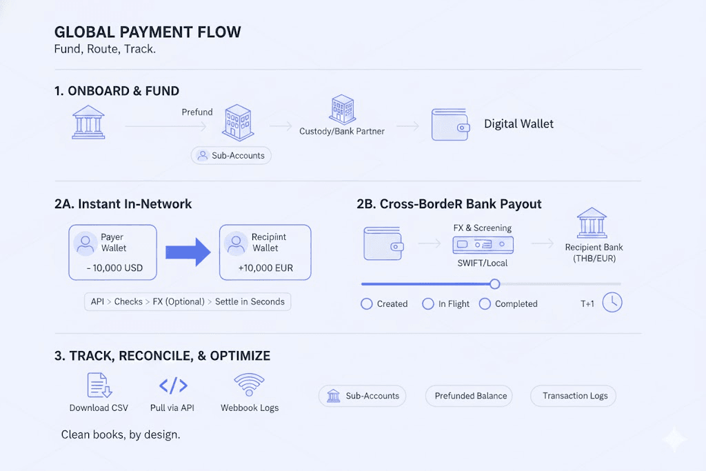 Global Payment Flow - Fund, Route, Track